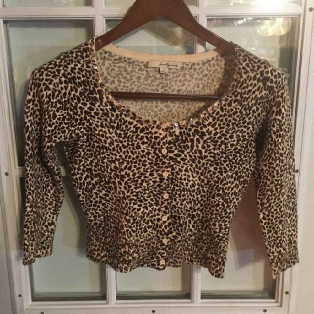 Sm Twenty One  Leapord Sequin Adorned BU Cardigan